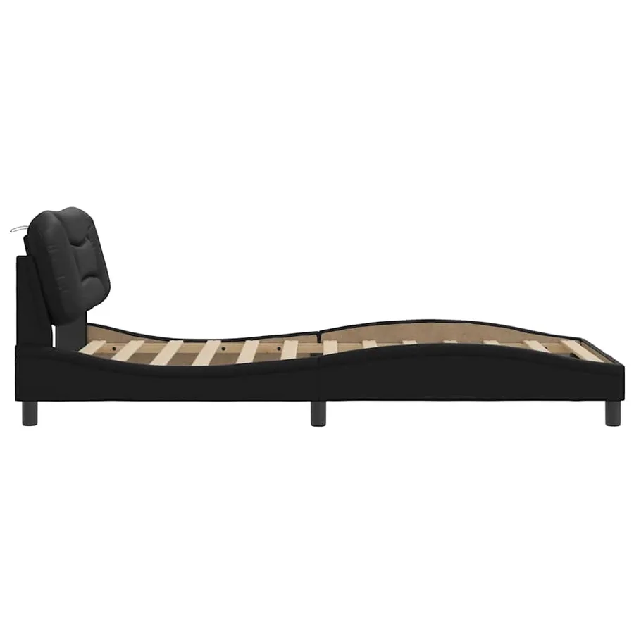 Cadre de lit sans matelas Hvar noir 100x200 cm similicuir - 7