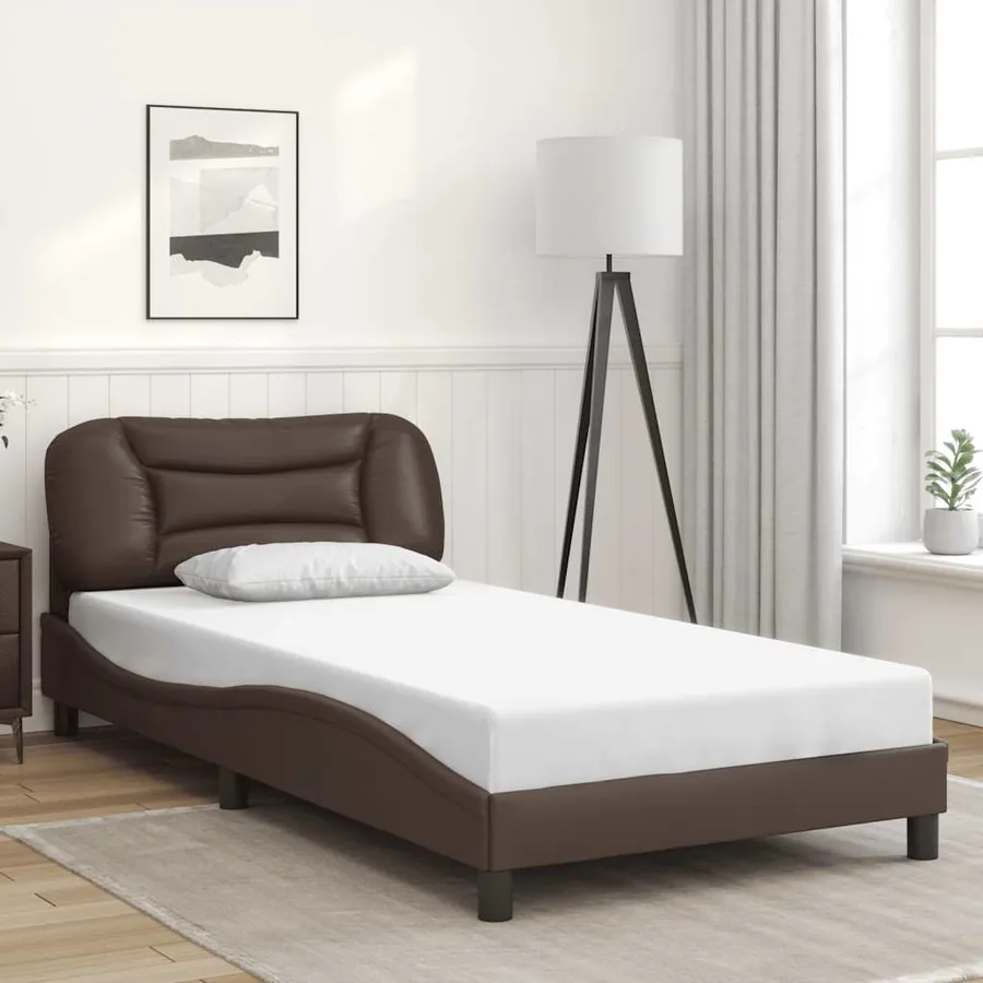 Cadre de lit sans matelas Hvar marron 100x200 cm similicuir
