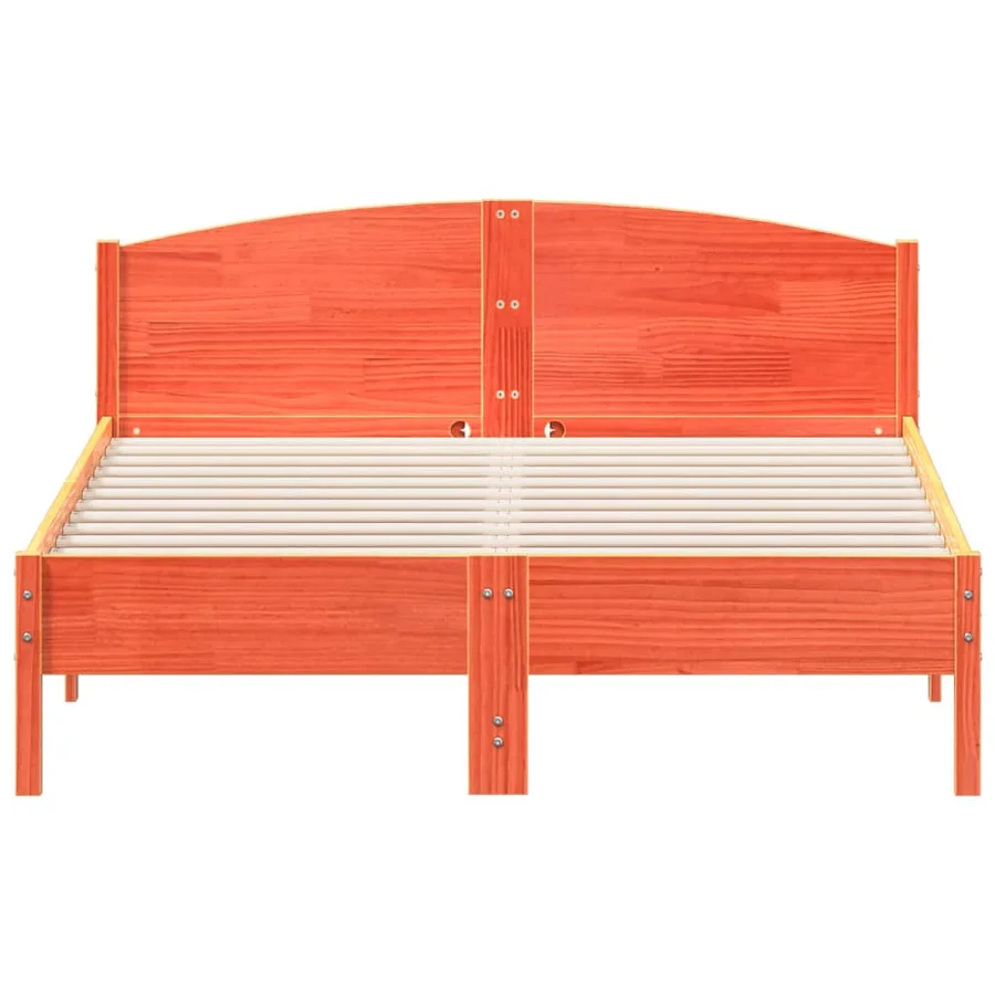 Cadre de lit et tête de lit cire marron 160x200 cm bois de pin - 4