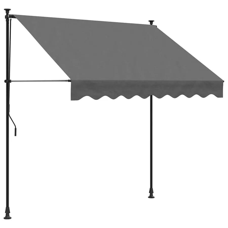 Auvent rétractable anthracite 200x150 m tissu et acier - 2