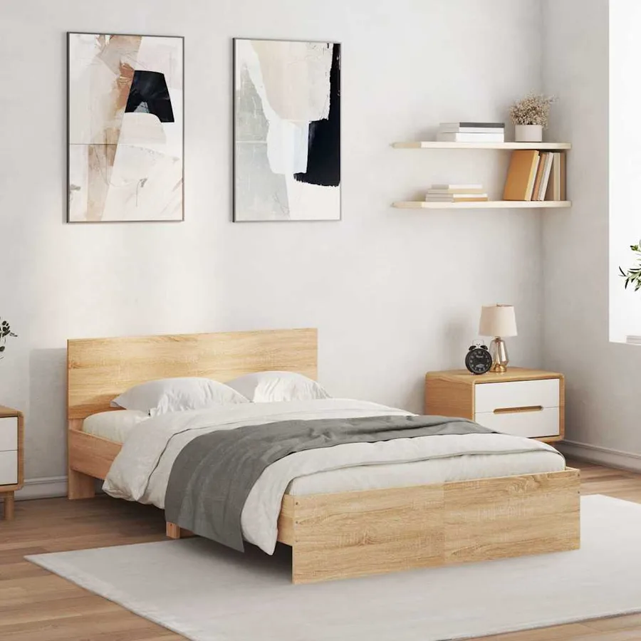 Cadre de lit avec tête de lit et LED chêne sonoma 120x200 cm - 4