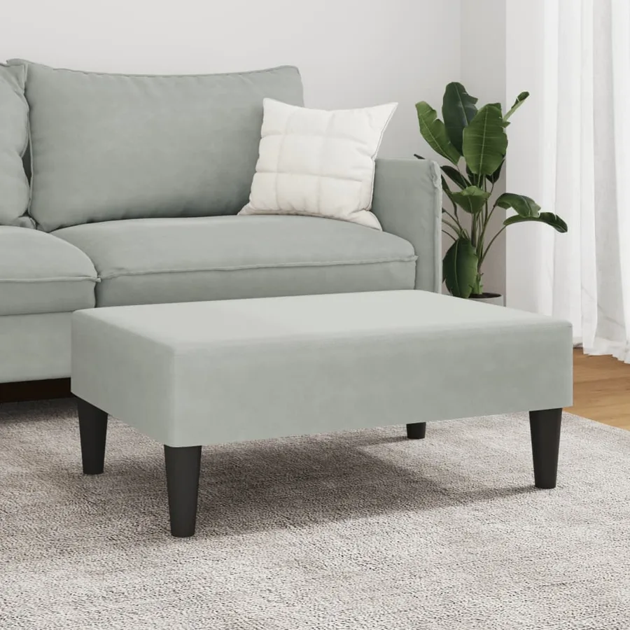 Repose-pied gris clair 77x55x31 cm velours - 3