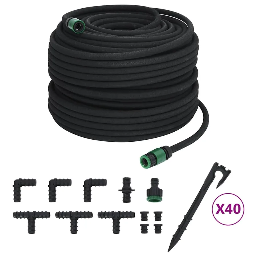 Tuyau d'arrosage de jardin noir 0,6" 100 m caoutchouc - 2