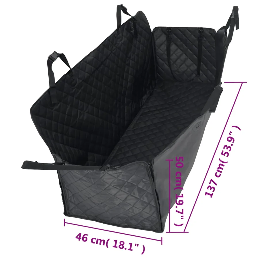 Housse de siège de voiture pour chien noir 137x46x50 cm - 10