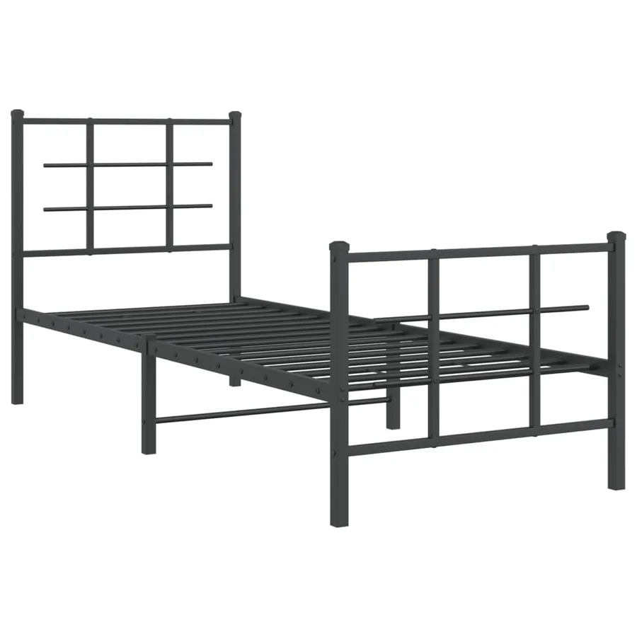 Cadre de lit métal sans matelas avec pied de lit noir 75x190 cm - 3