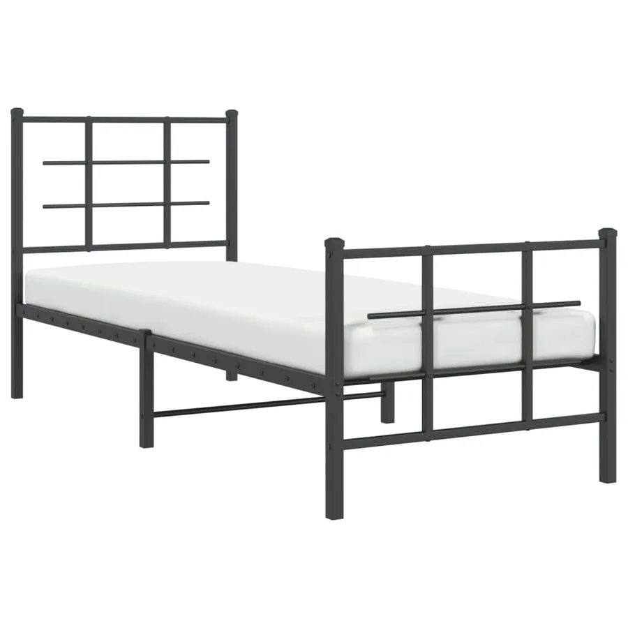 Cadre de lit métal sans matelas avec pied de lit noir 75x190 cm - 4