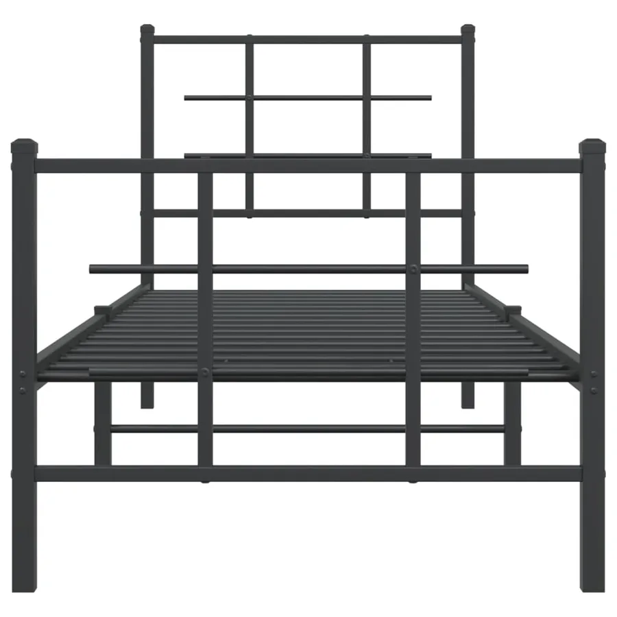 Cadre de lit métal sans matelas avec pied de lit noir 75x190 cm - 5