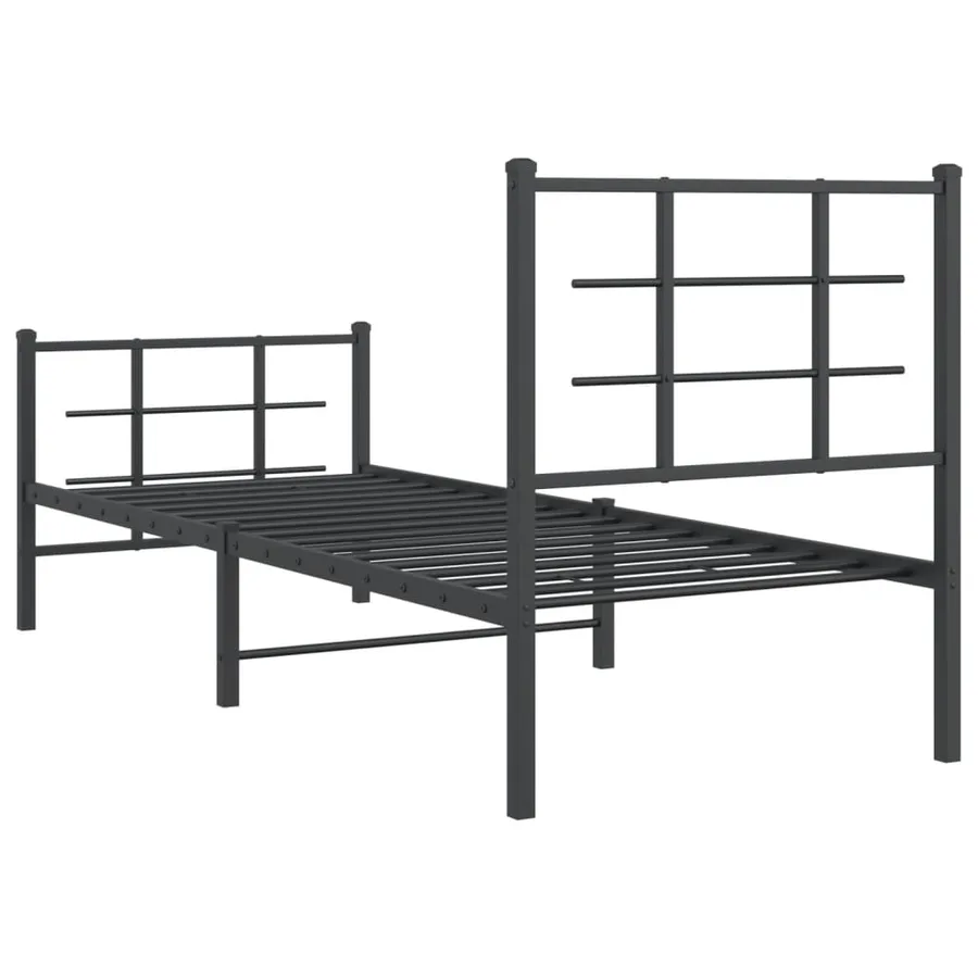 Cadre de lit métal sans matelas avec pied de lit noir 75x190 cm - 7