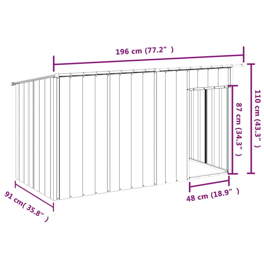 Niche pour chien avec toit anthracite acier galvanisé - 8