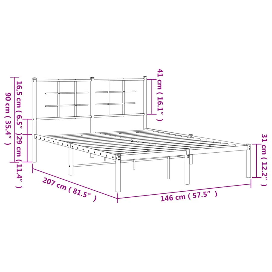 Cadre de lit métal sans matelas avec tête de lit noir 140x200cm - 10