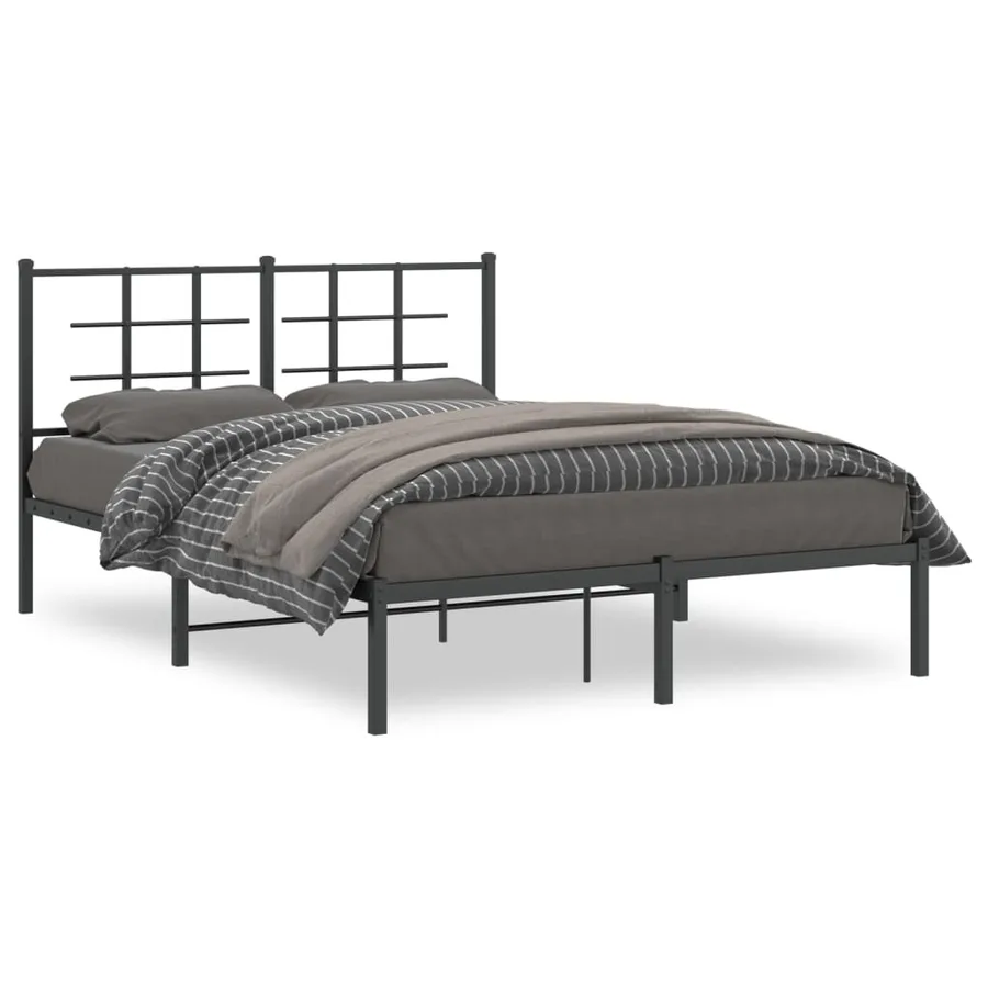 Cadre de lit métal sans matelas avec tête de lit noir 140x200cm - 2