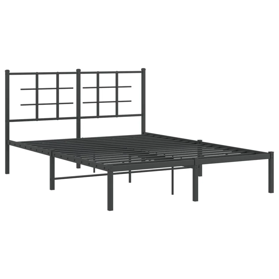 Cadre de lit métal sans matelas avec tête de lit noir 140x200cm - 3