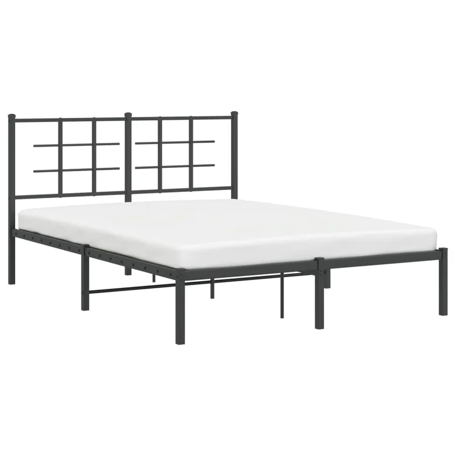 Cadre de lit métal sans matelas avec tête de lit noir 140x200cm - 4