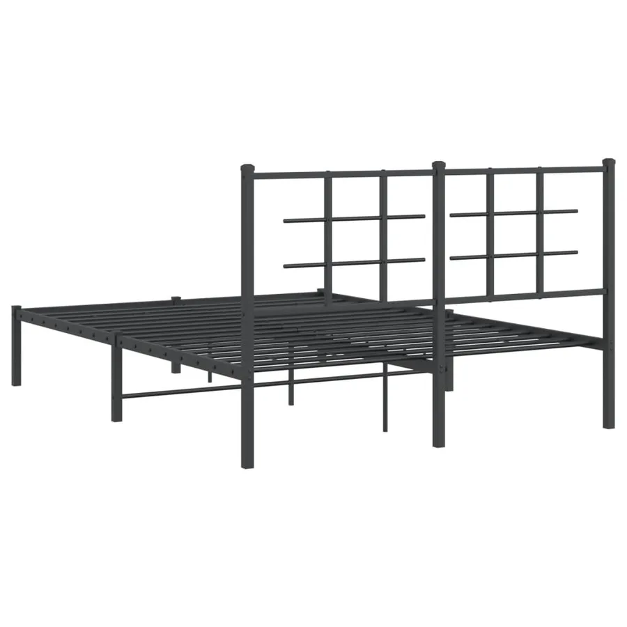 Cadre de lit métal sans matelas avec tête de lit noir 140x200cm - 7