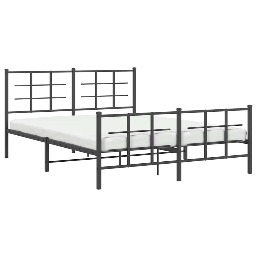 Cadre de lit métal sans matelas avec pied de lit noir 150x200cm - 3