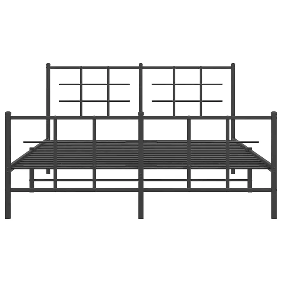 Cadre de lit métal sans matelas avec pied de lit noir 150x200cm - 4