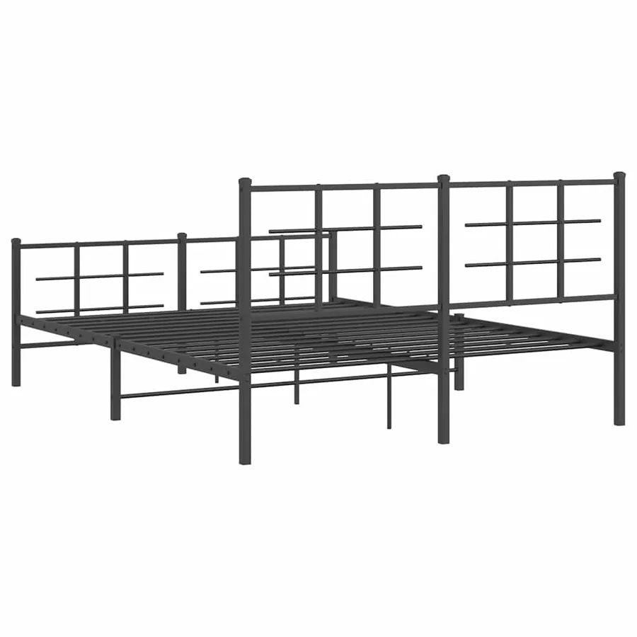 Cadre de lit métal sans matelas avec pied de lit noir 150x200cm - 6