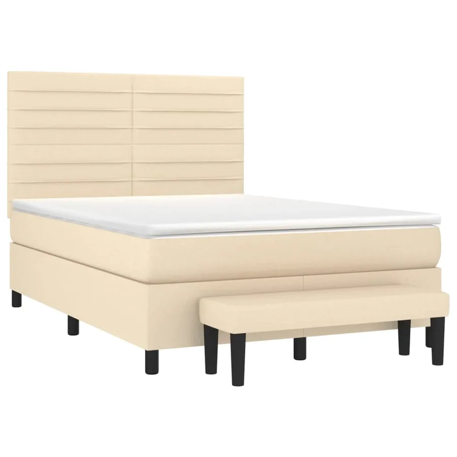 Sommier à lattes de lit avec matelas Crème 140x190 cm Tissu - 3