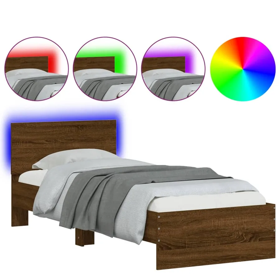 Cadre de lit sans matelas avec lumières LED 75x190 cm - 2