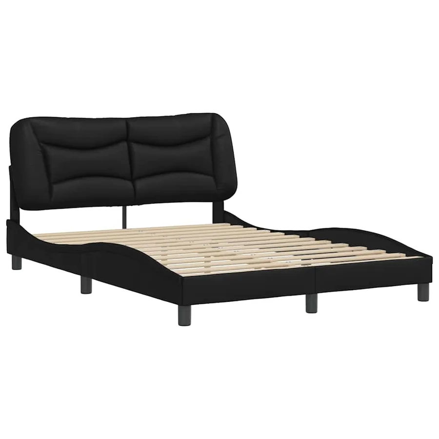 Cadre de lit sans matelas Hvar noir 140x190 cm similicuir - 3