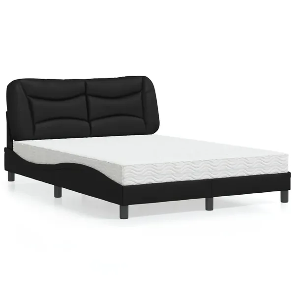 Lit avec matelas Hvar noir 140x190 cm similicuir