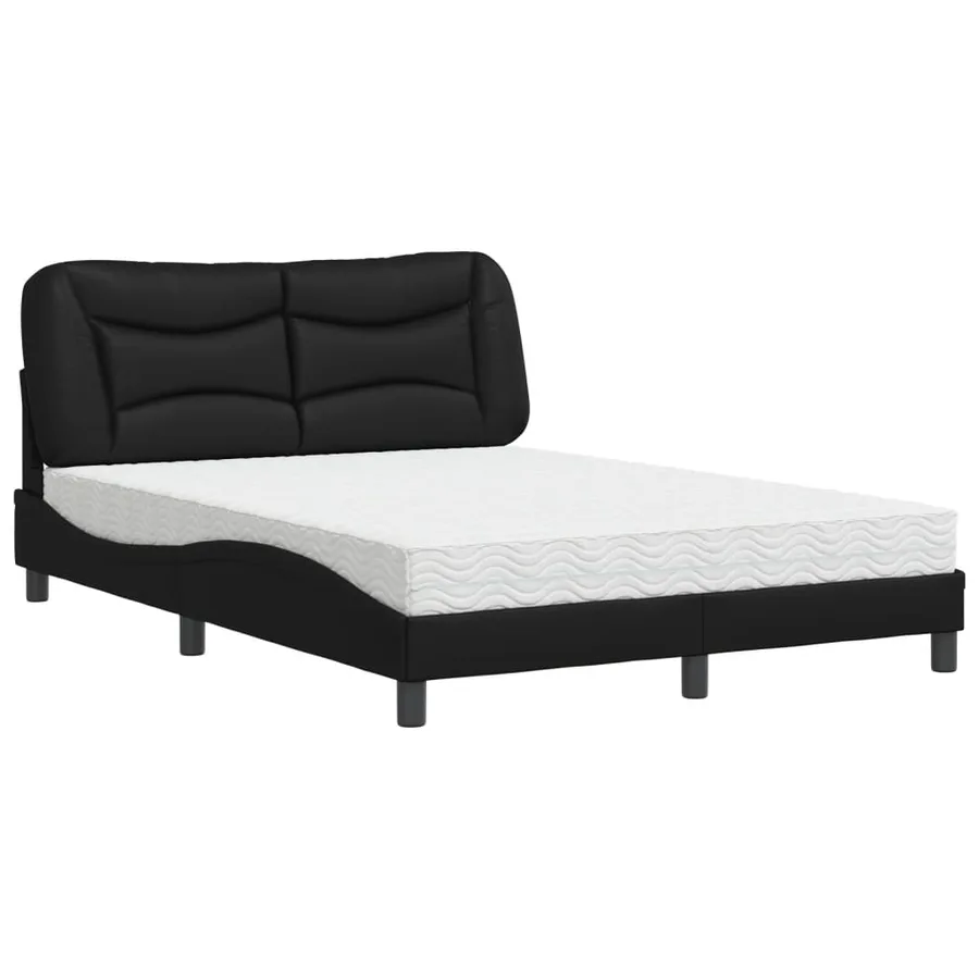 Lit avec matelas Hvar noir 140x190 cm similicuir - 2