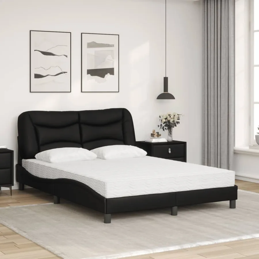 Lit avec matelas Hvar noir 140x190 cm similicuir - 3