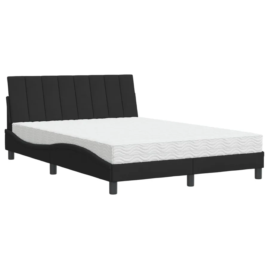 Lit avec matelas Hanko noir 140x190 cm velours - 2