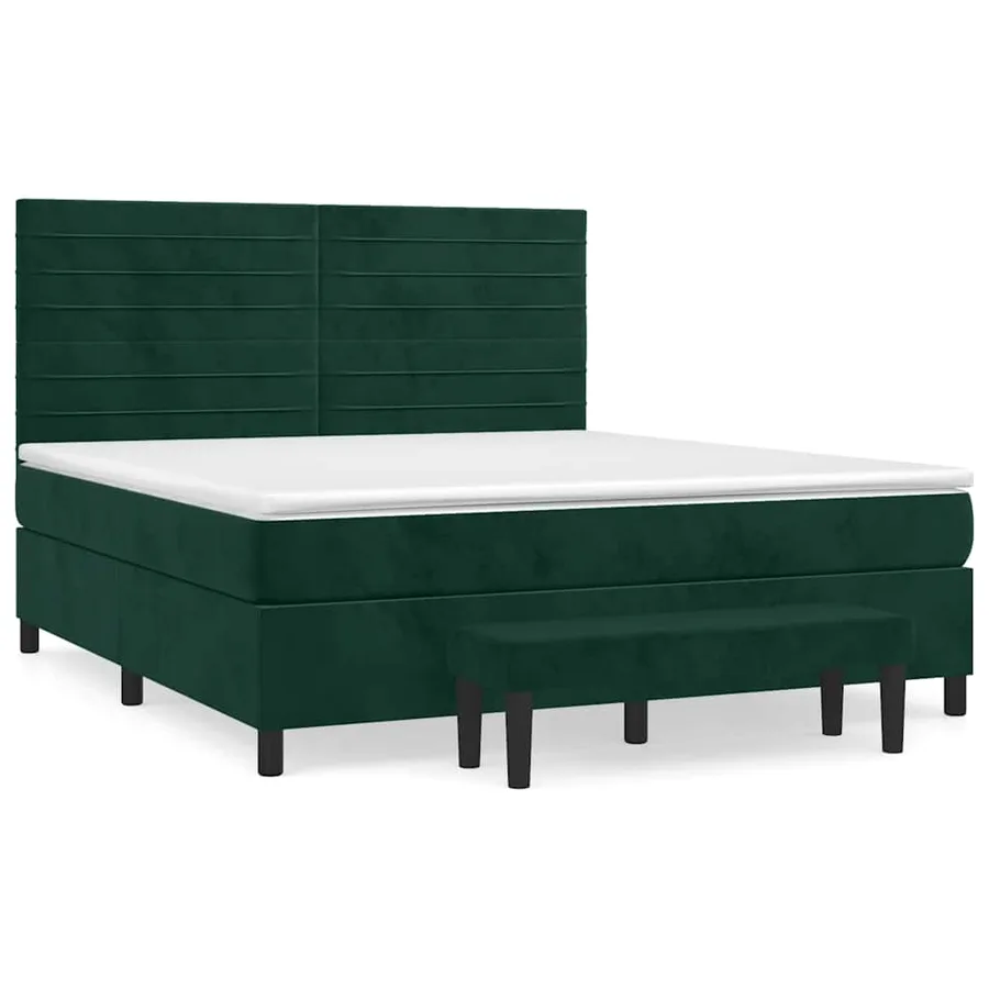 Sommier à lattes de lit et matelas Vert foncé 180x200cm Velours - 2