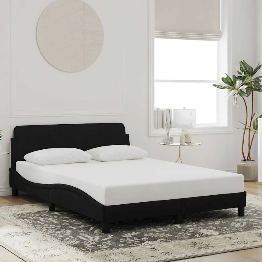 Cadre de lit Dover noir 140x190 cm velours