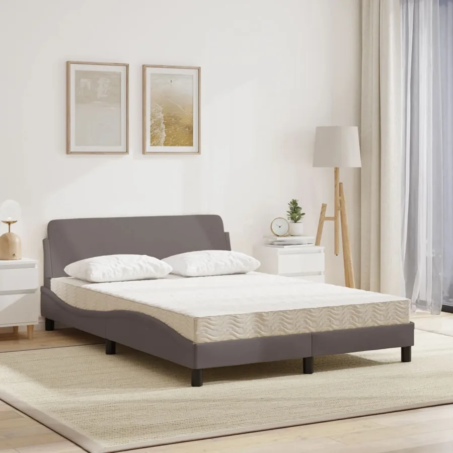 Lit avec matelas Dover taupe 140x190 cm tissu - 3