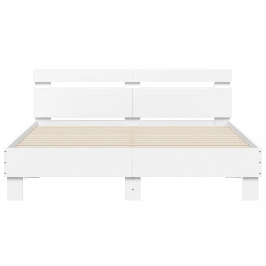 Cadre de lit avec LED sans matelas blanc 140x190 cm - 7