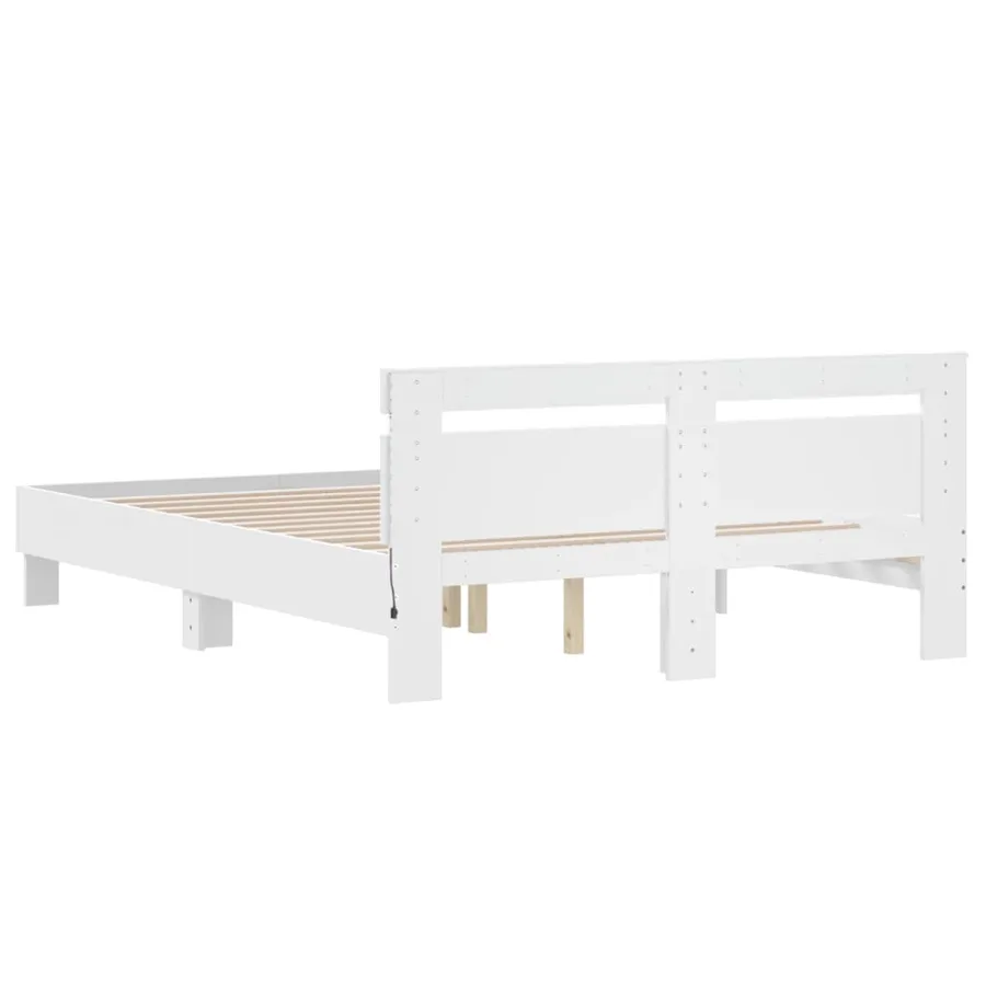 Cadre de lit avec LED sans matelas blanc 140x190 cm - 9
