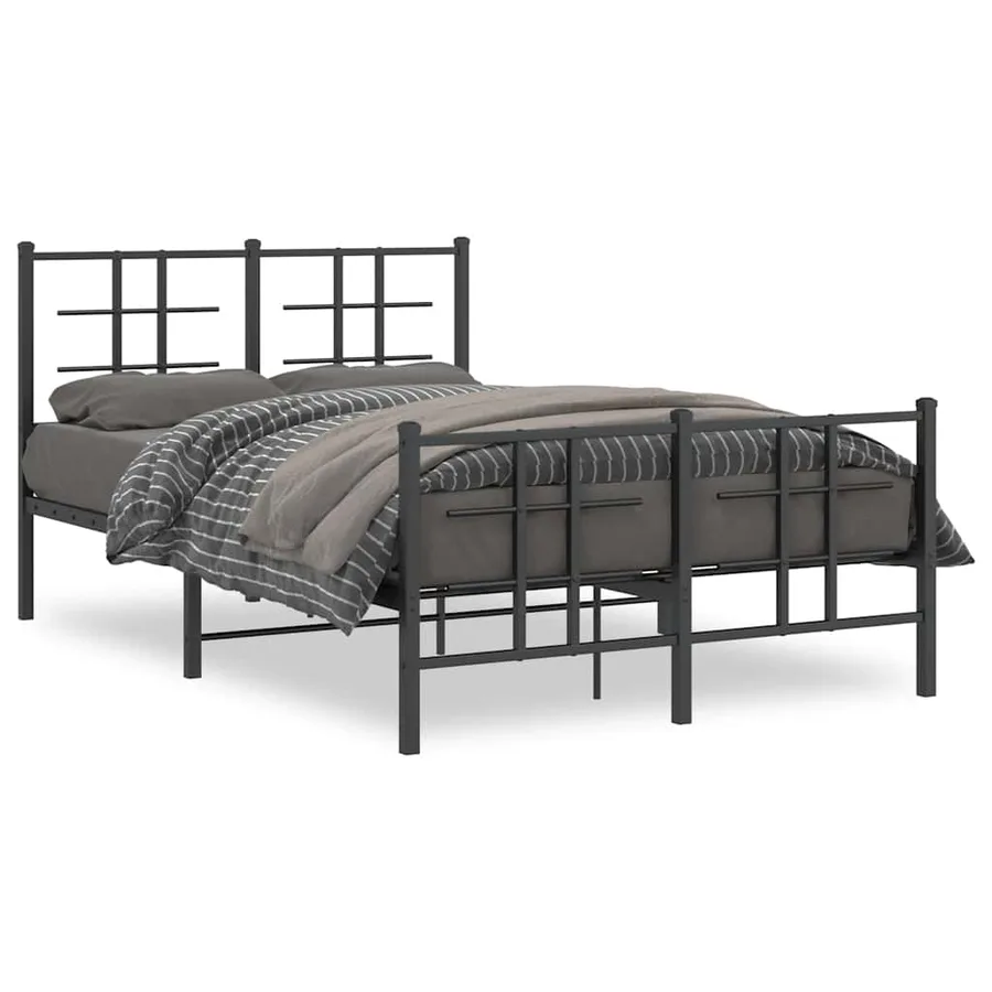 Cadre de lit métal sans matelas avec pied de lit noir 120x190cm - 2
