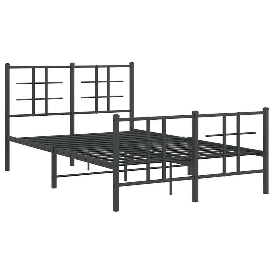 Cadre de lit métal sans matelas avec pied de lit noir 120x190cm - 3