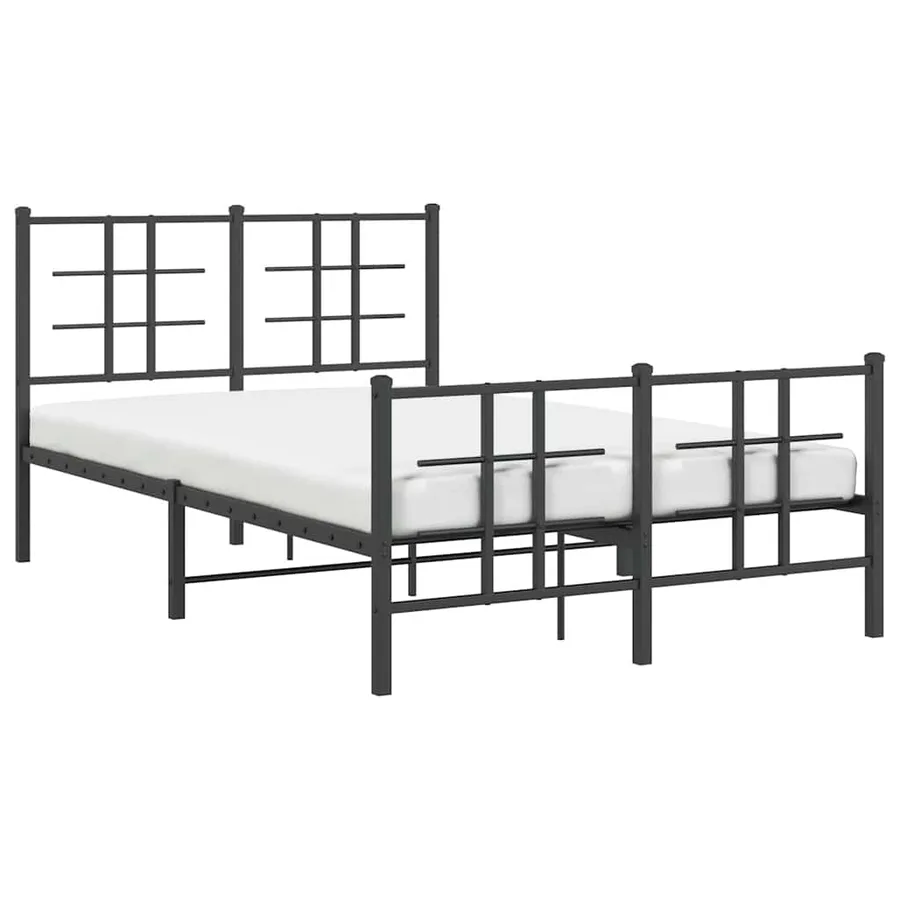 Cadre de lit métal sans matelas avec pied de lit noir 120x190cm - 4