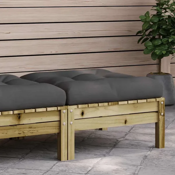 Repose-pied de jardin avec coussin bois de pin imprégné
