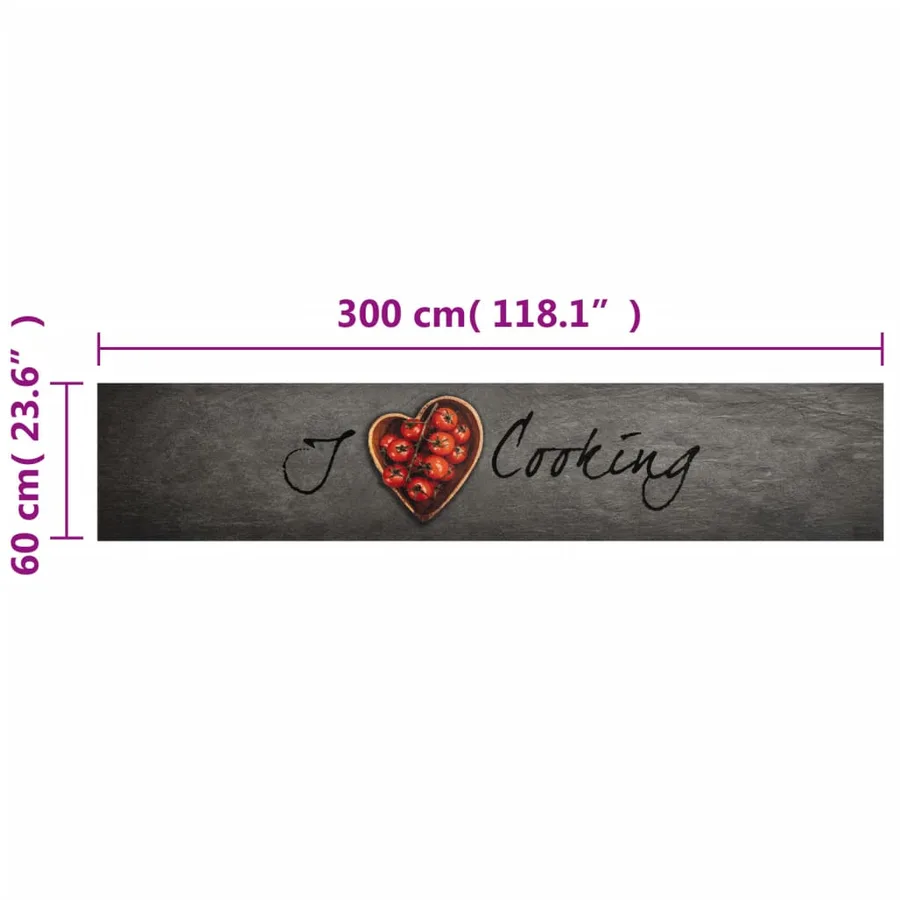 Tapis de cuisine lavable texte Cooking 60x300 cm velours - 5