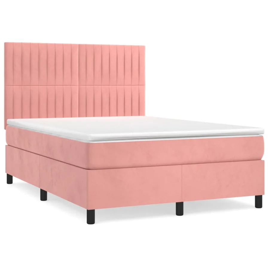 Sommier à lattes de lit avec matelas Rose 140x190 cm Velours - 2