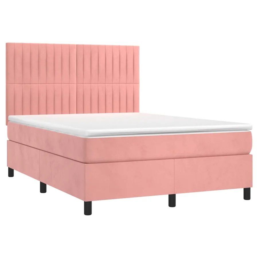 Sommier à lattes de lit avec matelas Rose 140x190 cm Velours - 3