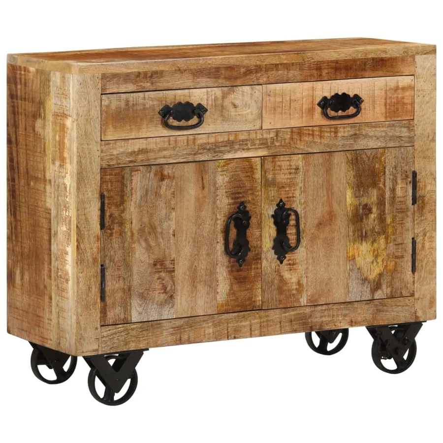 Buffet 80x30x65 cm bois de manguier brut massif - 10