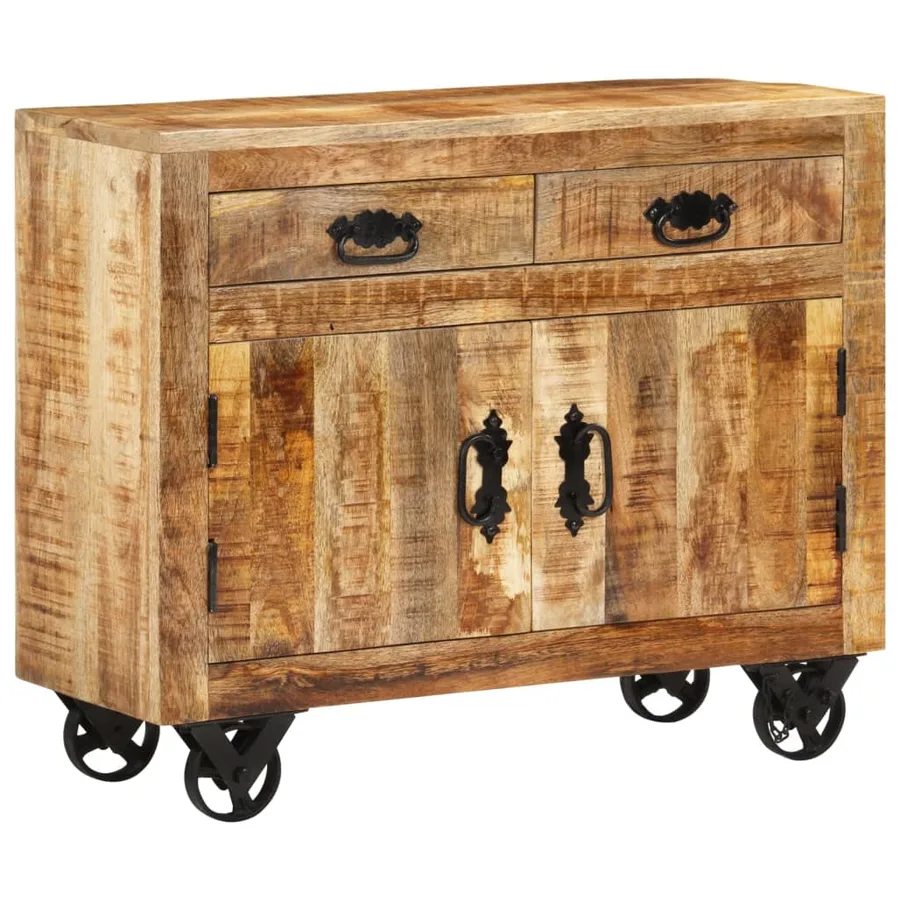 Buffet 80x30x65 cm bois de manguier brut massif - 11