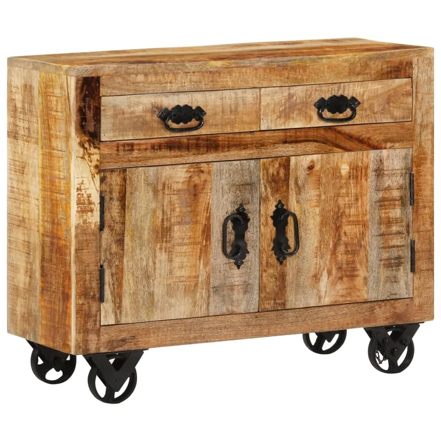 Buffet 80x30x65 cm bois de manguier brut massif - 12