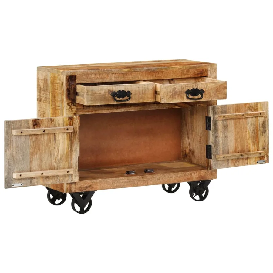 Buffet 80x30x65 cm bois de manguier brut massif - 2