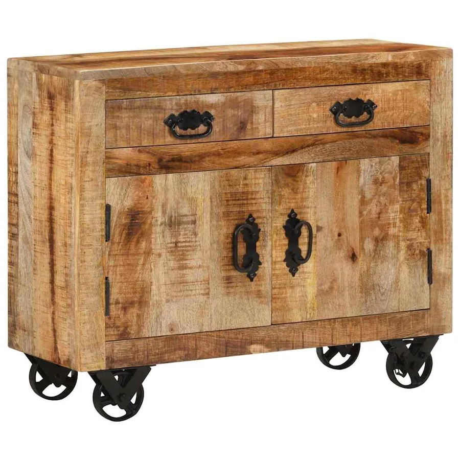 Buffet 80x30x65 cm bois de manguier brut massif - 9