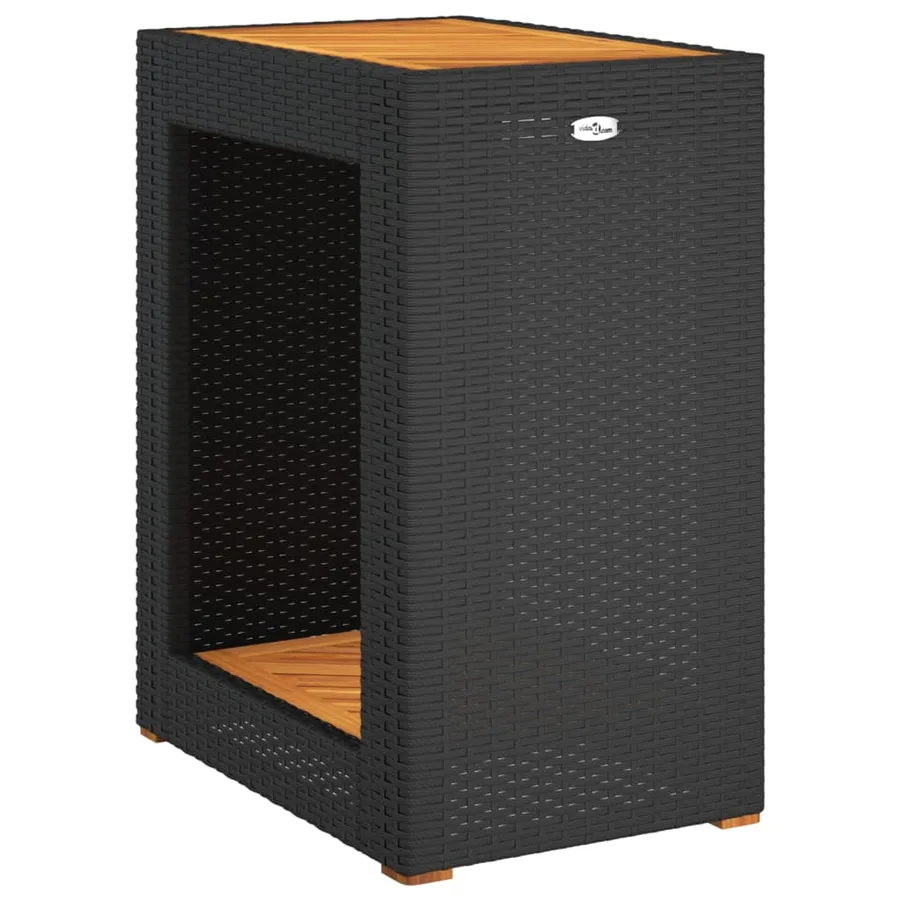 Table d'appoint de jardin dessus en bois noir 60x40x75 cm - 7