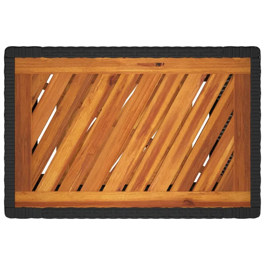 Table d'appoint de jardin dessus en bois noir 60x40x75 cm - 8