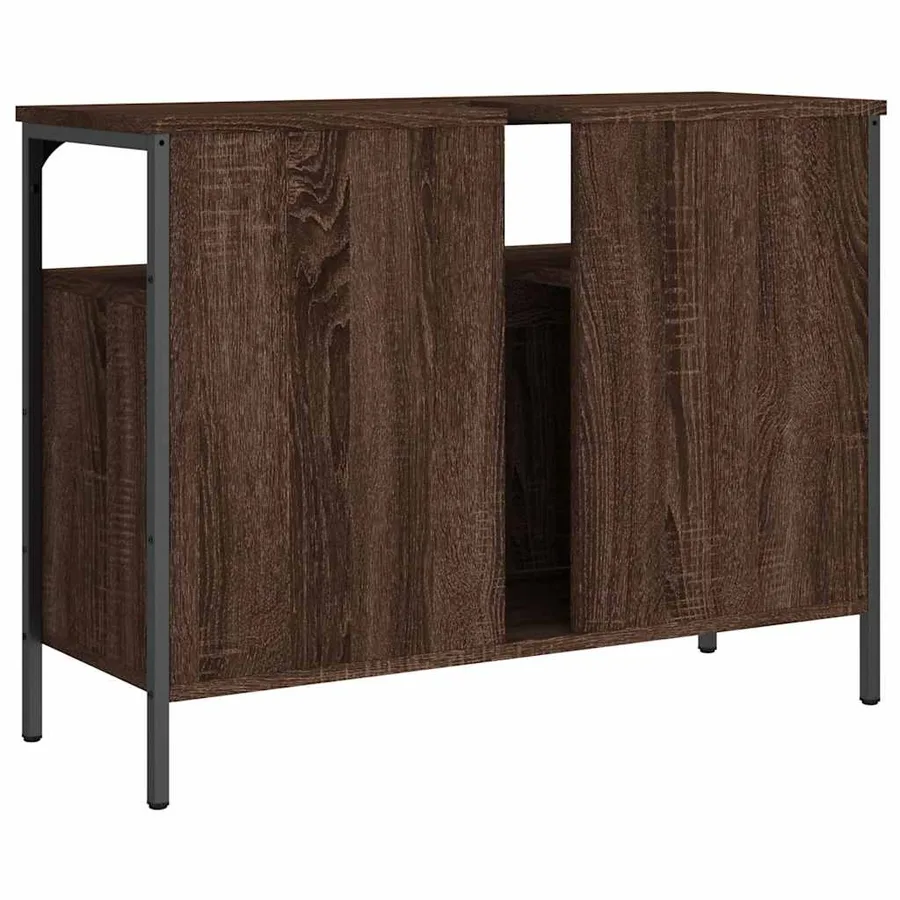 Armoire lavabo de salle de bain chêne marron 80x30x60 cm - 6