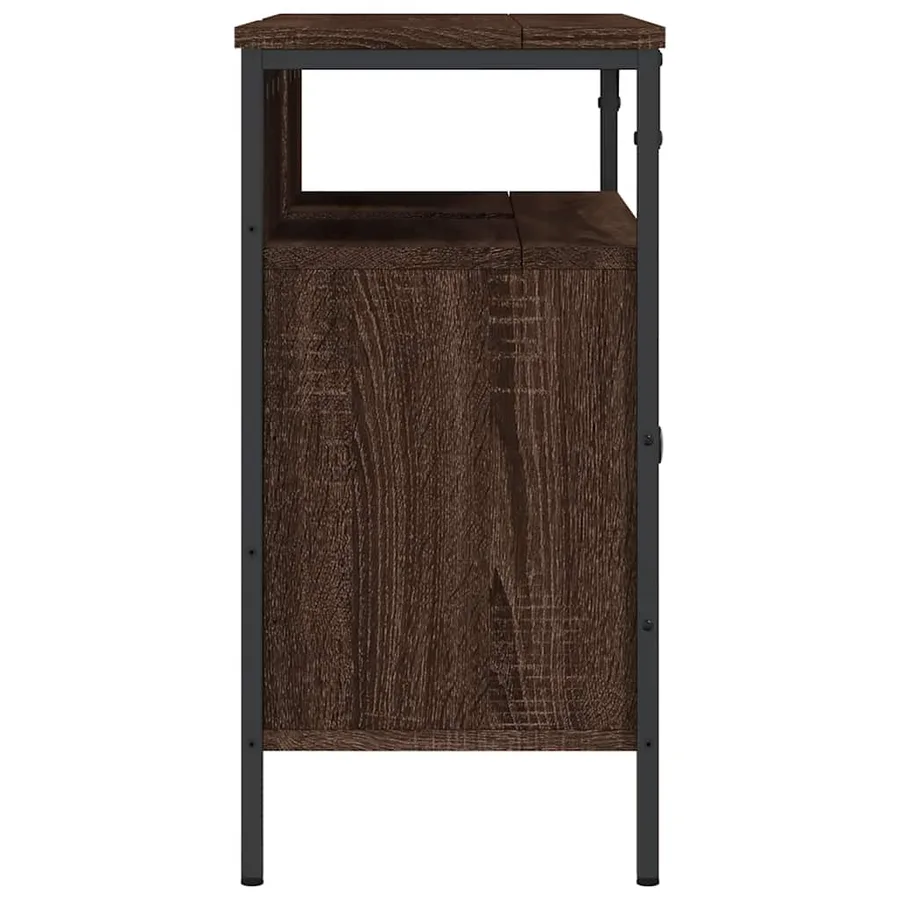 Armoire lavabo de salle de bain chêne marron 80x30x60 cm - 7