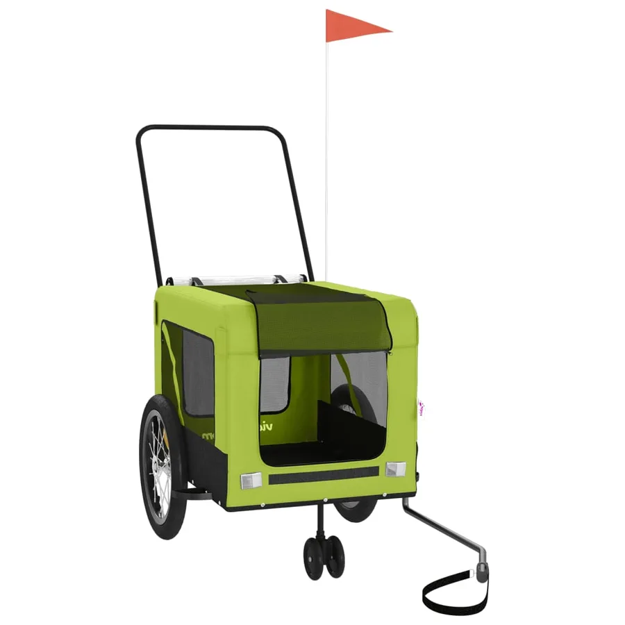 Remorque de vélo pour animaux de compagnie vert et noir - 3